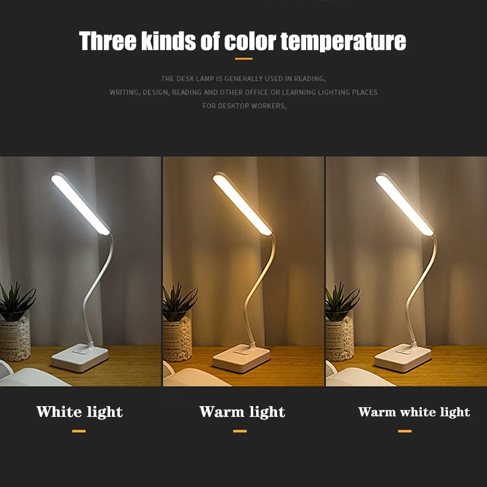 Dimmable Multi-Color Lighting Desk Lamp with Flexible USB Rechargeable Arm