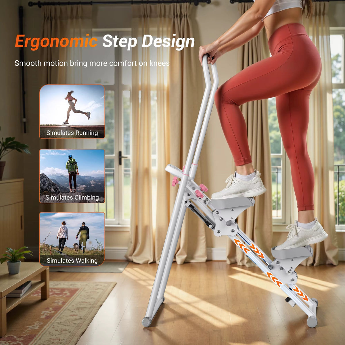Adjustable Vertical Climber for Full Body Cardio Training with LCD Display, 300 lb Limit