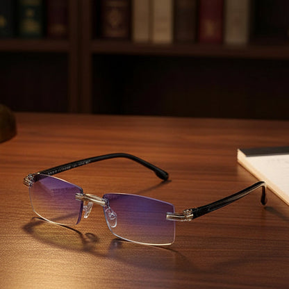 Lightweight Rimless Reading Glasses with Blue Light Filter and Multiple Vision Zones in Various Strengths