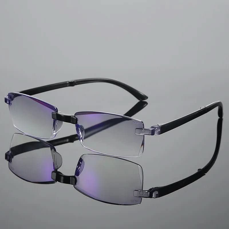 Lightweight Rimless Reading Glasses with Blue Light Filter and Multiple Vision Zones in Various Strengths