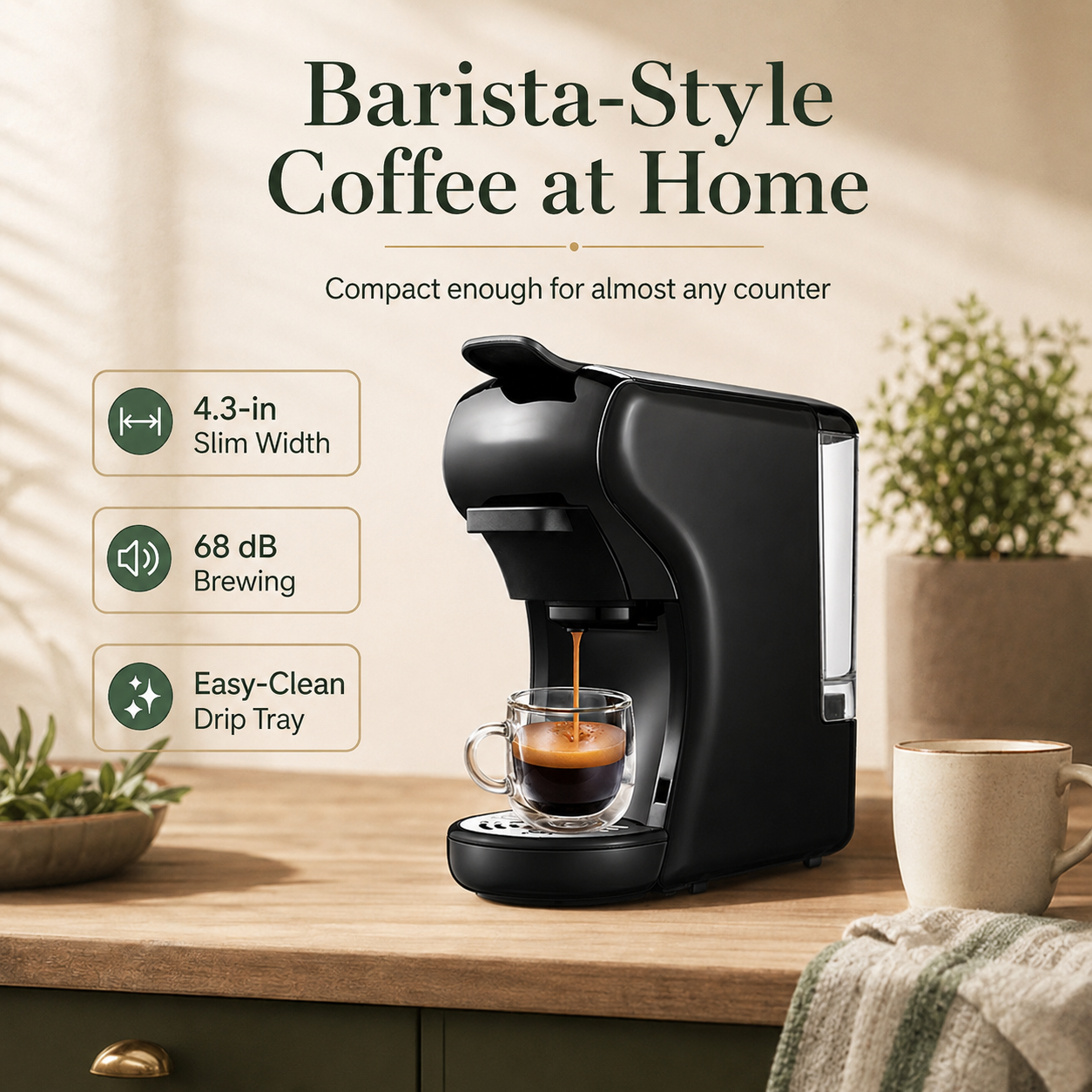 Multi-Function Coffee Maker for Nespresso, K-Cup, Dolce Gusto & Ground Coffee, 19-Bar
