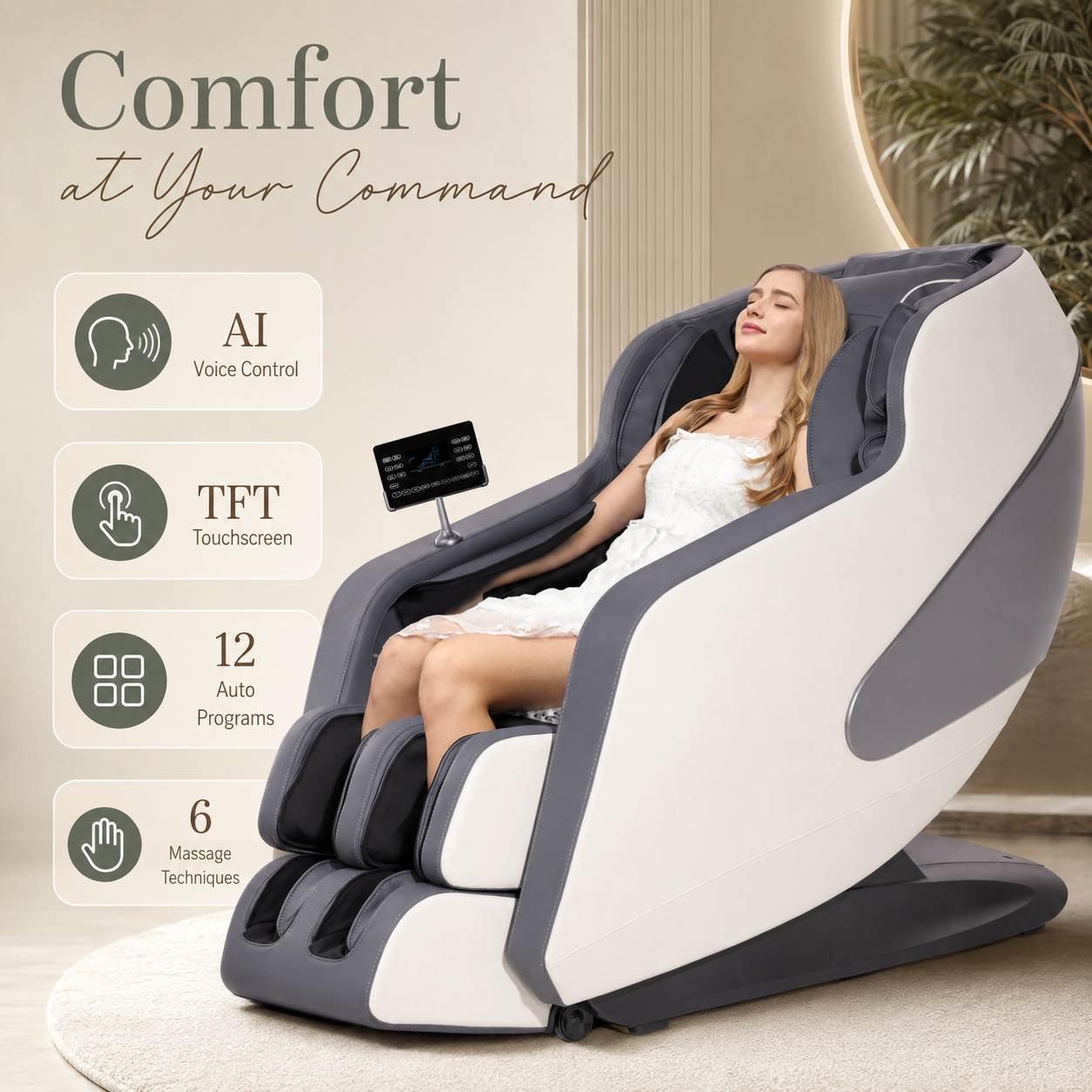 Full Body Massage Chair with 4D Motion, 57-Inch SL Track, AI Control, 12 Programs, Body Scan, Graphene Heating & Zero Gravity