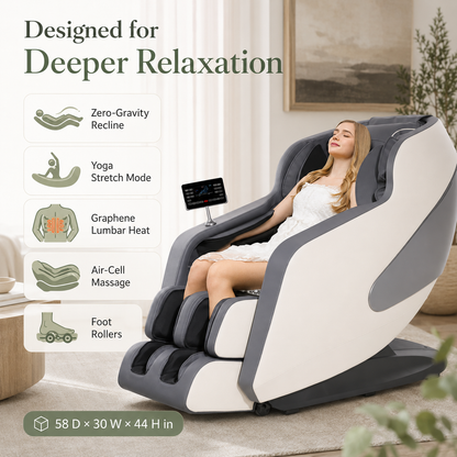 Full Body Massage Chair with 4D Motion, 57-Inch SL Track, AI Control, 12 Programs, Body Scan, Graphene Heating & Zero Gravity