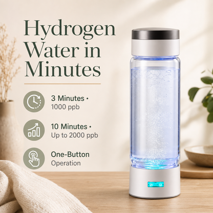 Hydrogen Water Generator Bottle 380ml | 1000–2000 PPB, USB-C, Inhalation Kit