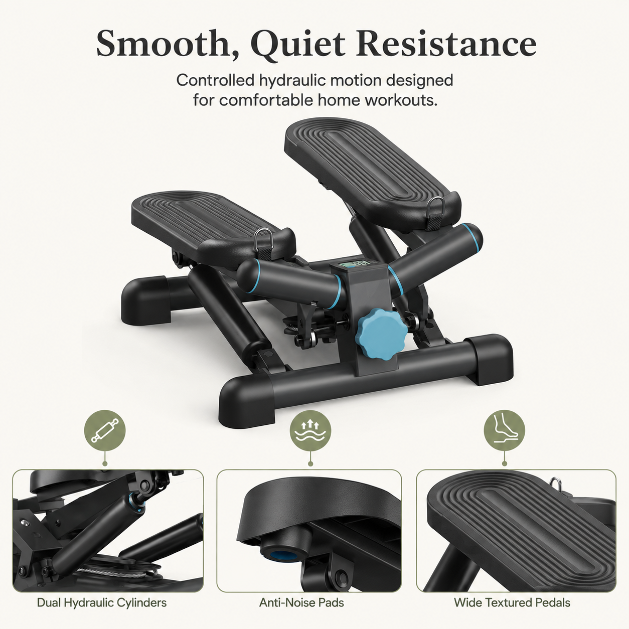 Compact Hydraulic Mini Stepper with LCD Display | 38° Side Motion, 330 lb Capacity