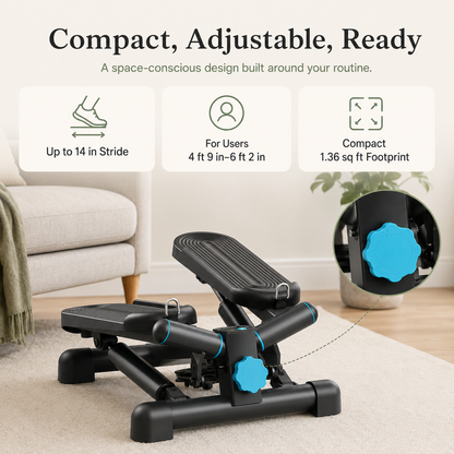 Compact Hydraulic Mini Stepper with LCD Display | 38° Side Motion, 330 lb Capacity