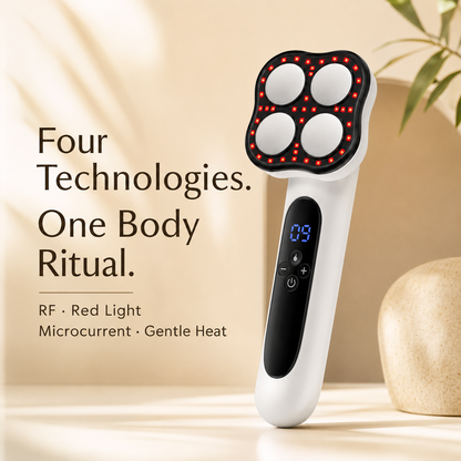 4 Functions Body Massage Device with 630nm Red Light, Heat, Microcurrent, 10 Intensity Levels