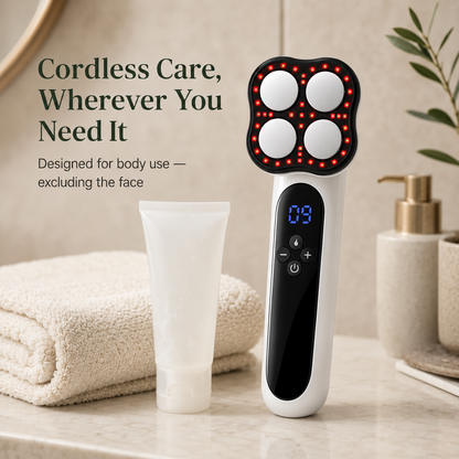 4 Functions Body Massage Device with 630nm Red Light, Heat, Microcurrent, 10 Intensity Levels