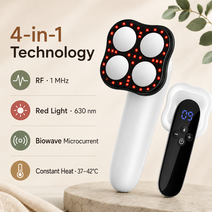 4 Functions Body Massage Device with 630nm Red Light, Heat, Microcurrent, 10 Intensity Levels