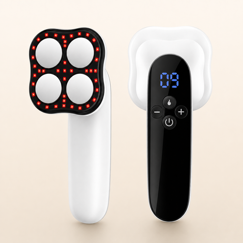 4 Functions Body Massage Device with 630nm Red Light, Heat, Microcurrent, 10 Intensity Levels