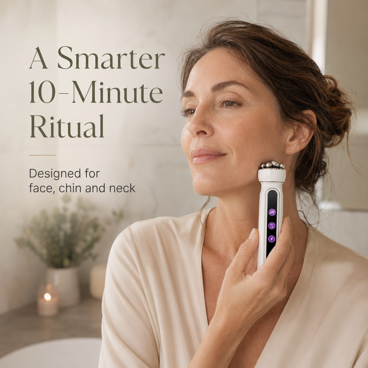 360° Rotating 3-in-1 Facial Roller with RF, EMS, Microcurrent, Heat & LED