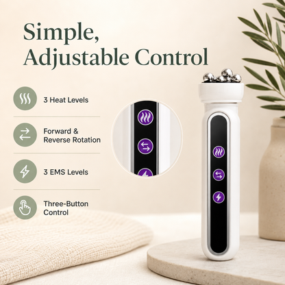 360° Rotating 3-in-1 Facial Roller with RF, EMS, Microcurrent, Heat & LED