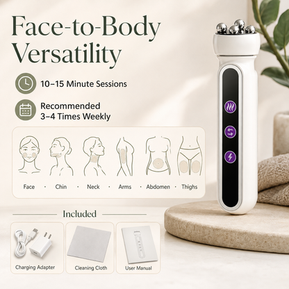 360° Rotating 3-in-1 Facial Roller with RF, EMS, Microcurrent, Heat & LED
