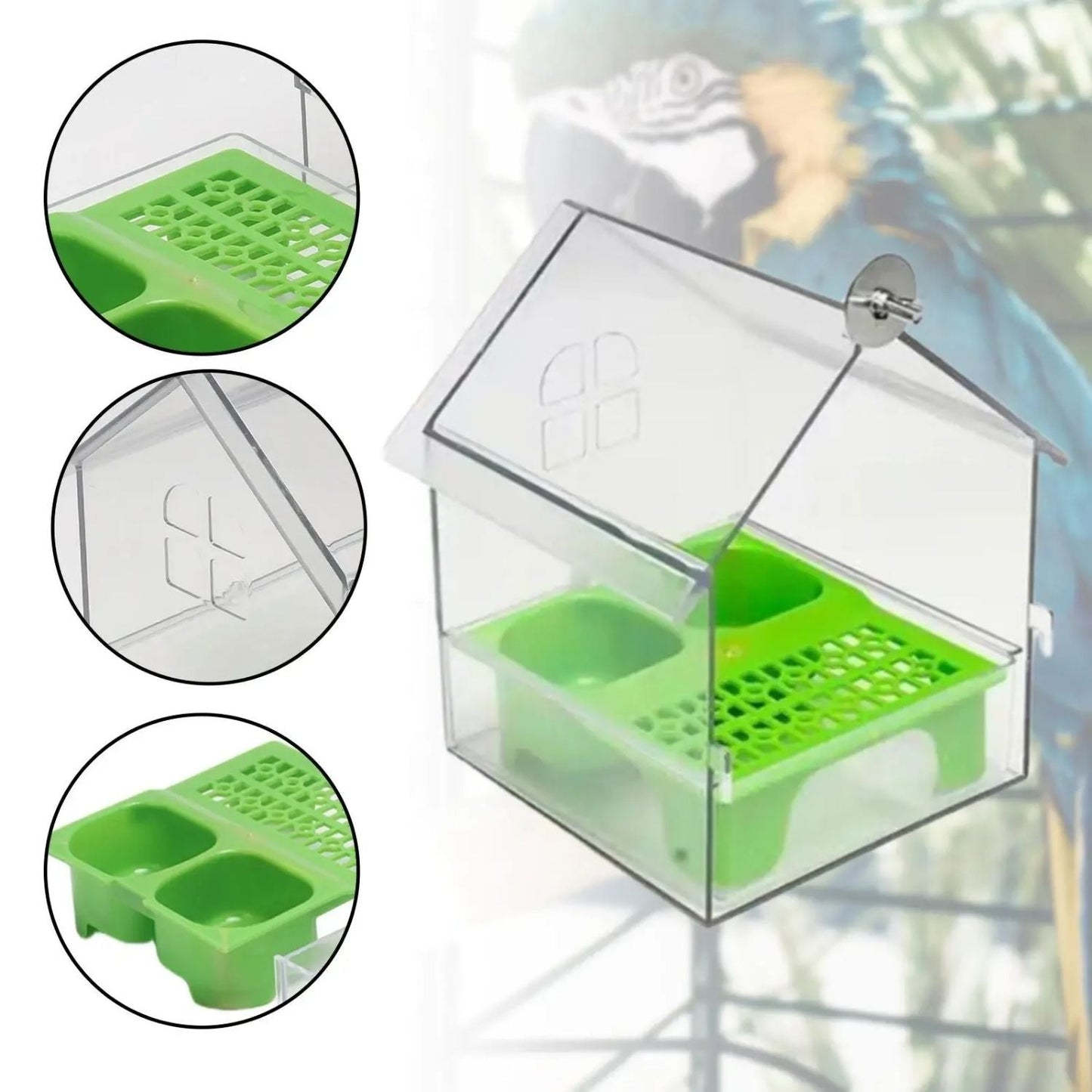 Space-Saving Bird Feeder and Bathhouse – Anti-Spill Feeding Solution