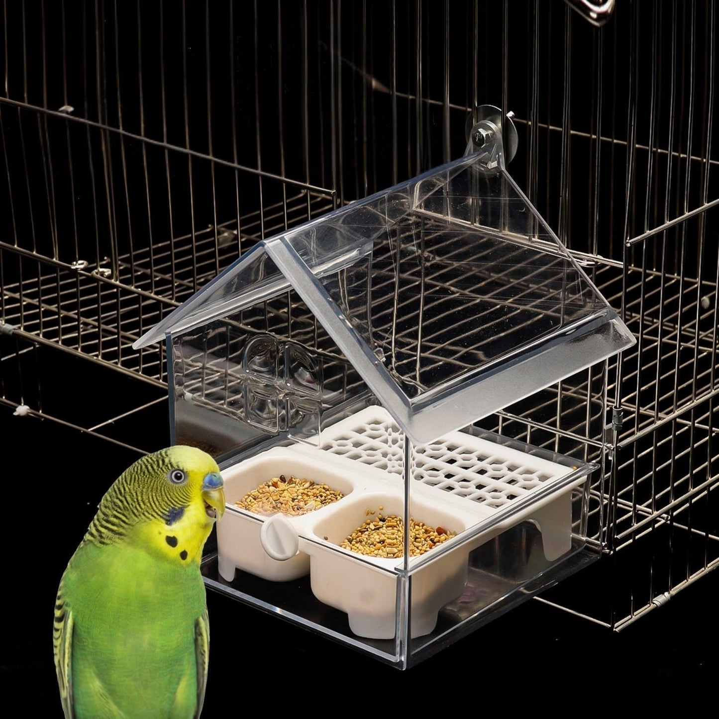 Space-Saving Bird Feeder and Bathhouse – Anti-Spill Feeding Solution