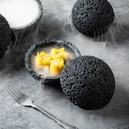 Elegant Porcelain Bowl in Volcanic Stone Design – Decorative Centerpiece