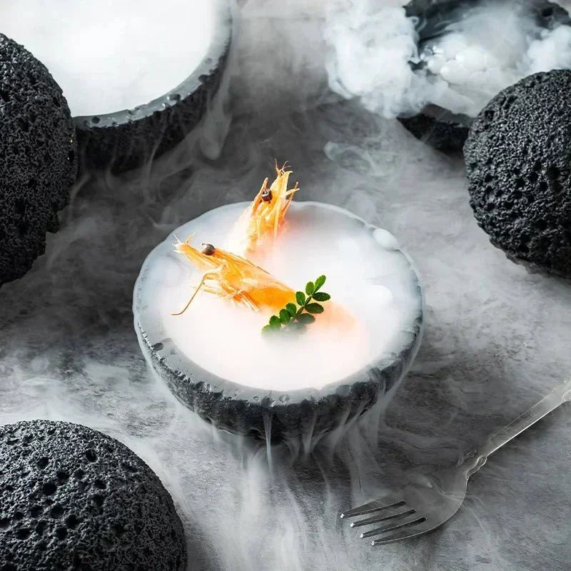 Elegant Porcelain Bowl in Volcanic Stone Design – Decorative Centerpiece