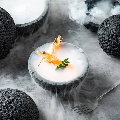Elegant Porcelain Bowl in Volcanic Stone Design – Decorative Centerpiece