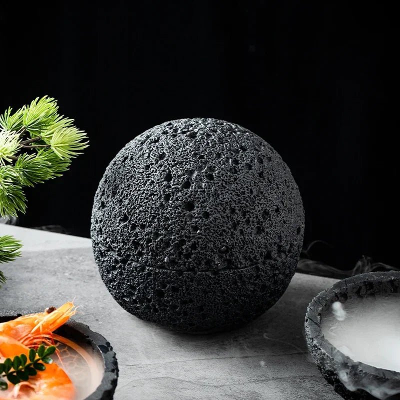 Elegant Porcelain Bowl in Volcanic Stone Design – Decorative Centerpiece