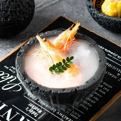 Elegant Porcelain Bowl in Volcanic Stone Design – Decorative Centerpiece