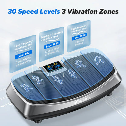 Exercise Machine with 3D Vibration Plate | 30 Speeds, Oscillation, Pulse Modes, LED Touchscreen & Resistance Bands