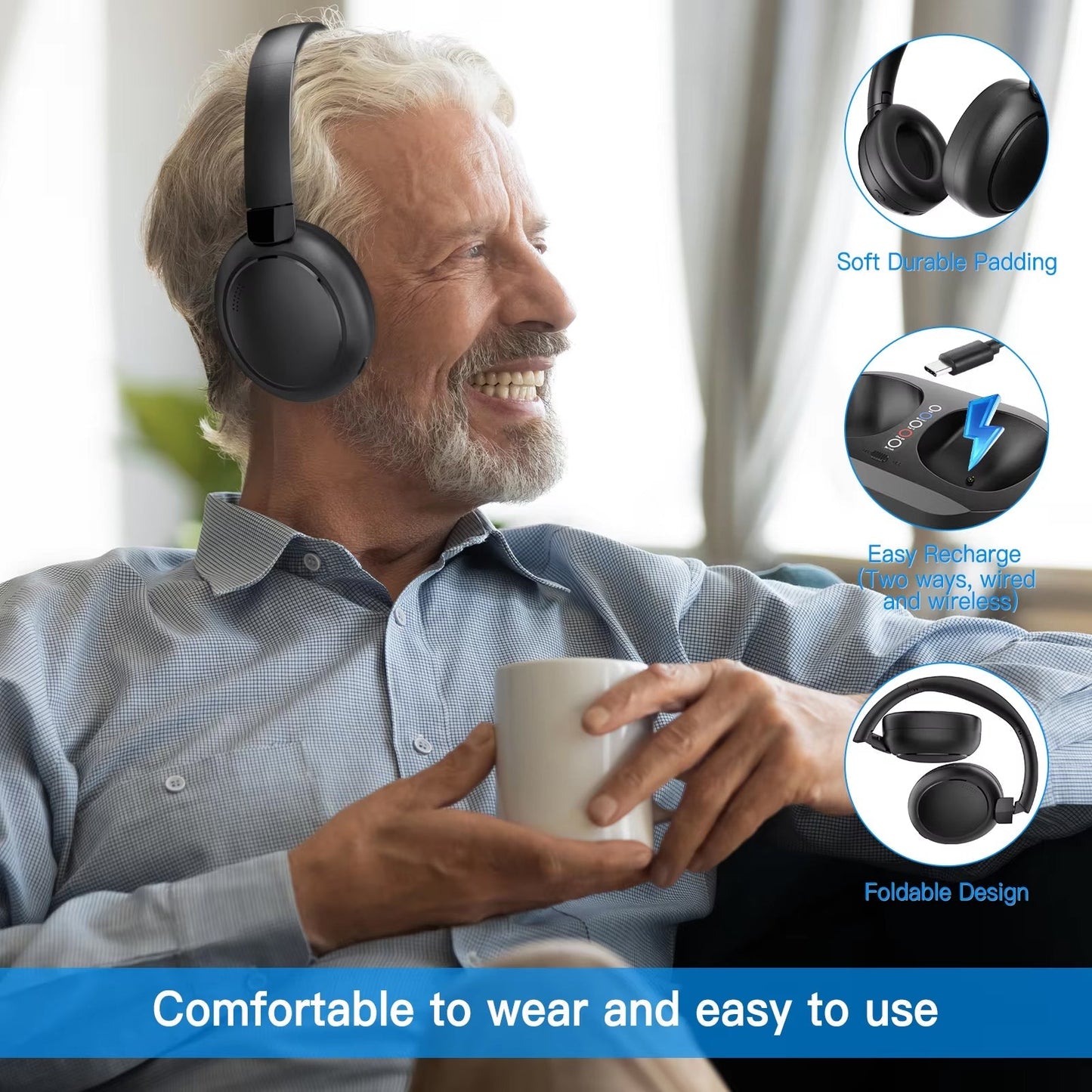 Wireless TV Headphones 2.0 – Long Range Noise Cancellation Audio
