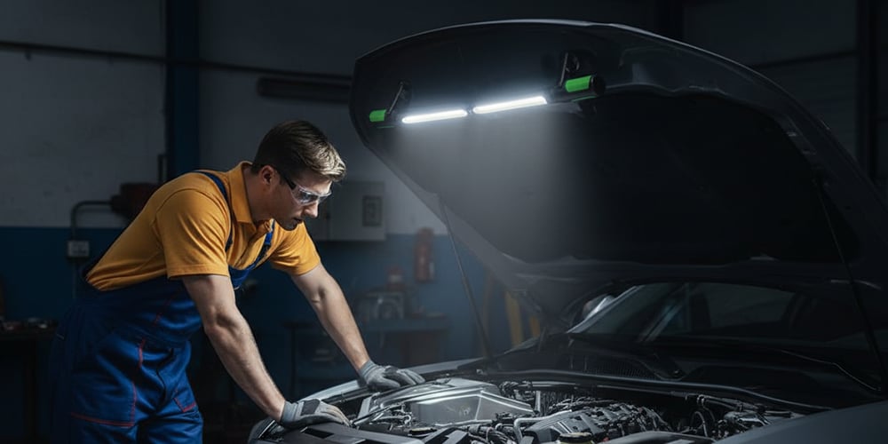 Versatile Magnetic LED Work Light | Rechargeable Dual-Function Inspection Lamp for Garage and Auto Use