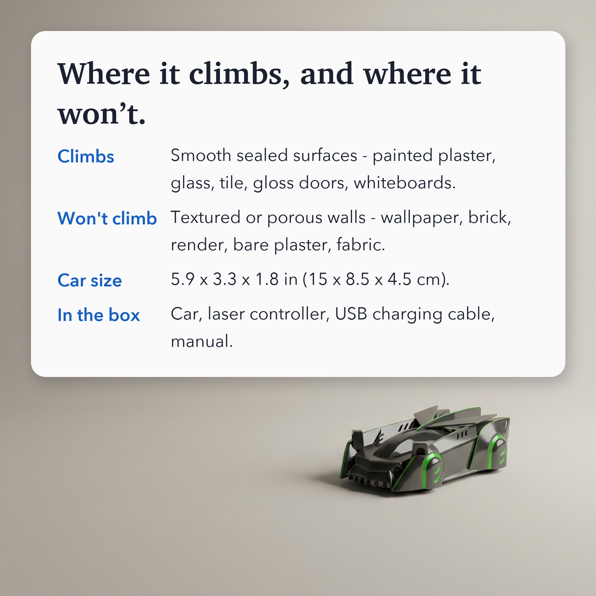 Gravity-Defying Remote Control Car with Laser Guidance