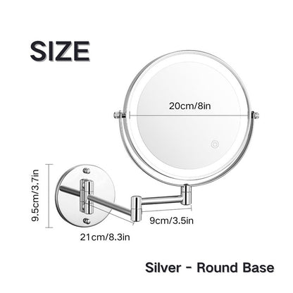 Illuminated Wall-Mounted Beauty Mirror with 10x Zoom & Foldable Arm