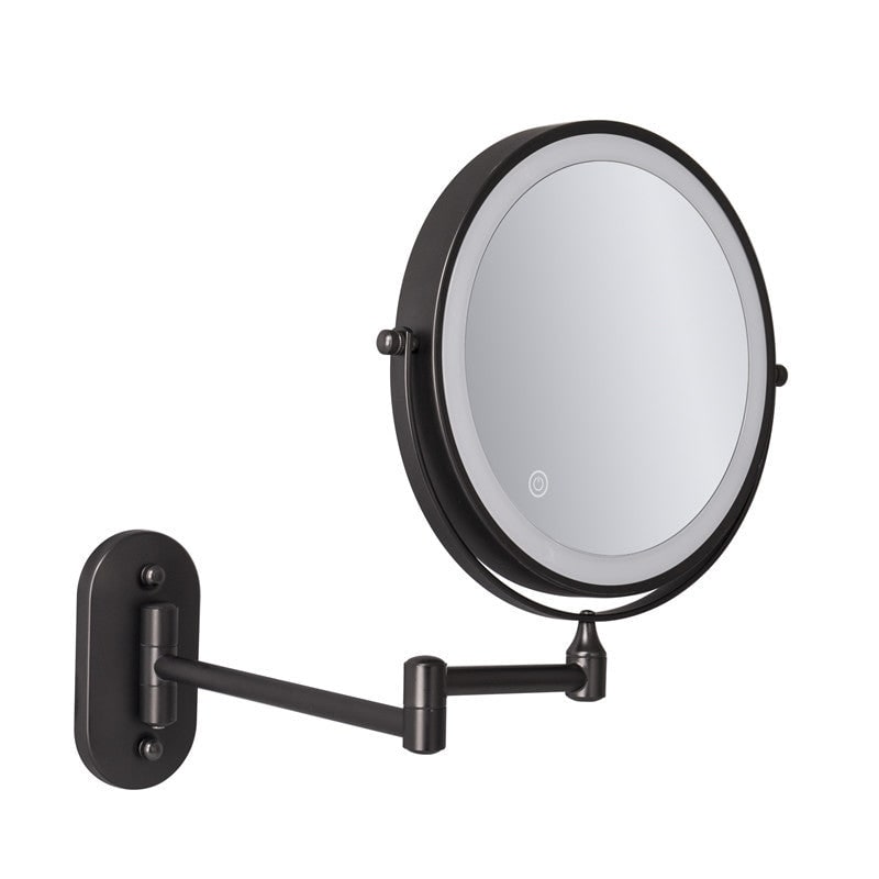 Illuminated Wall-Mounted Beauty Mirror with 10x Zoom & Foldable Arm