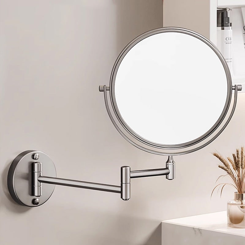 Illuminated Wall-Mounted Beauty Mirror with 10x Zoom & Foldable Arm
