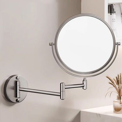 Illuminated Wall-Mounted Beauty Mirror with 10x Zoom & Foldable Arm