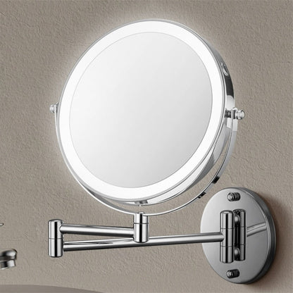 Illuminated Wall-Mounted Beauty Mirror with 10x Zoom & Foldable Arm