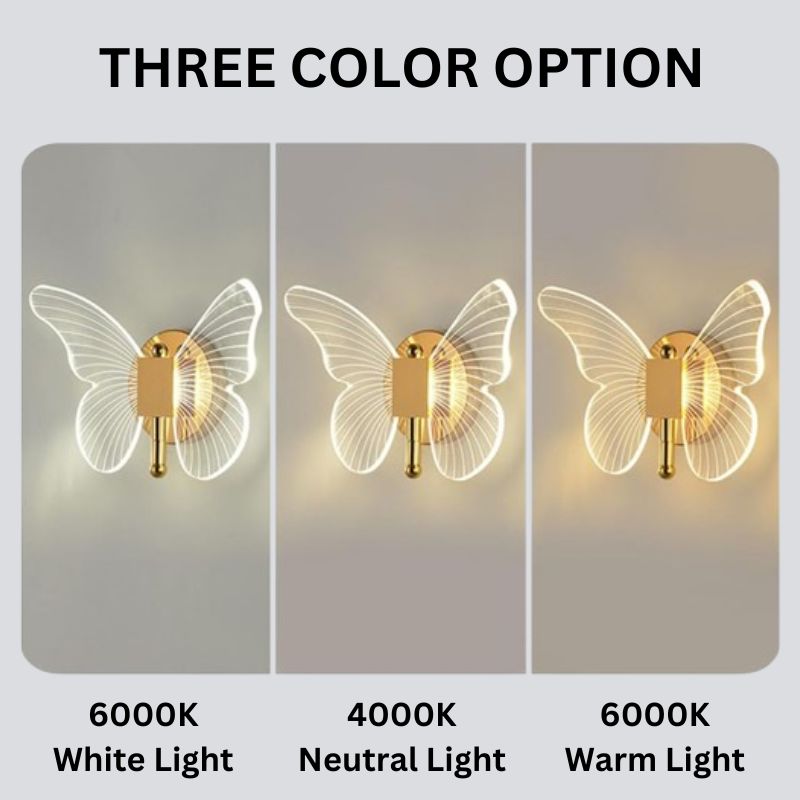 Butterfly Design LED Wall Light with Three Lighting Options