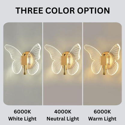 Butterfly Design LED Wall Light with Three Lighting Options