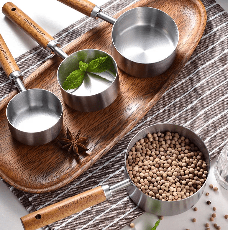8-Piece Wooden Measuring Set Made of Walnut