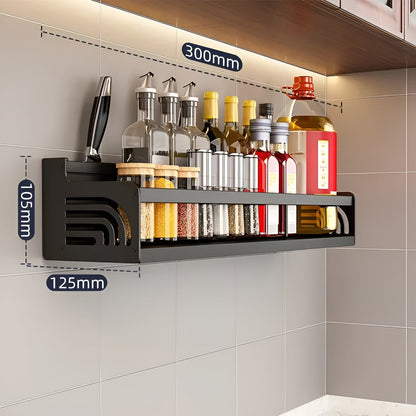 Sleek Stainless Steel Wall Rack with Hooks & Knife Holder