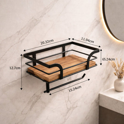 Stylish Wall Shelf with Integrated Toilet Paper Holder