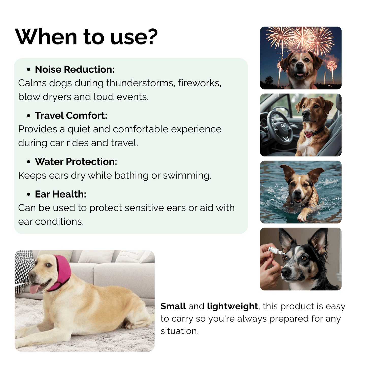 Water-Resistant Dog Ear Muffs for Stress Relief