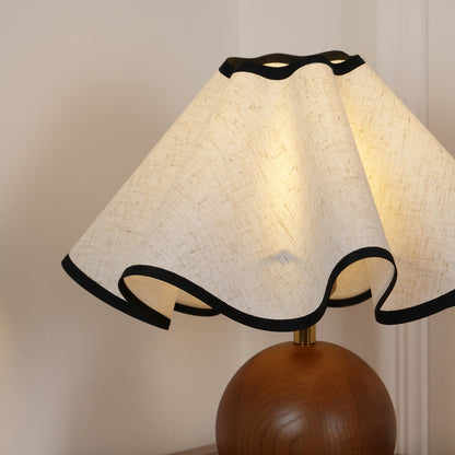 Modern Table Lamp with Fabric Shade in Wave Crest Design