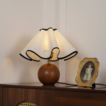 Modern Table Lamp with Fabric Shade in Wave Crest Design