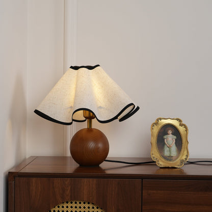 Modern Table Lamp with Fabric Shade in Wave Crest Design