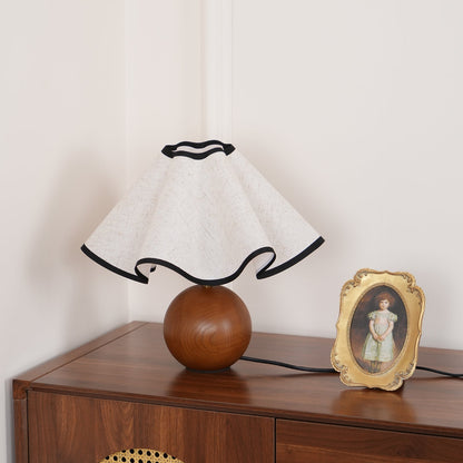 Modern Table Lamp with Fabric Shade in Wave Crest Design