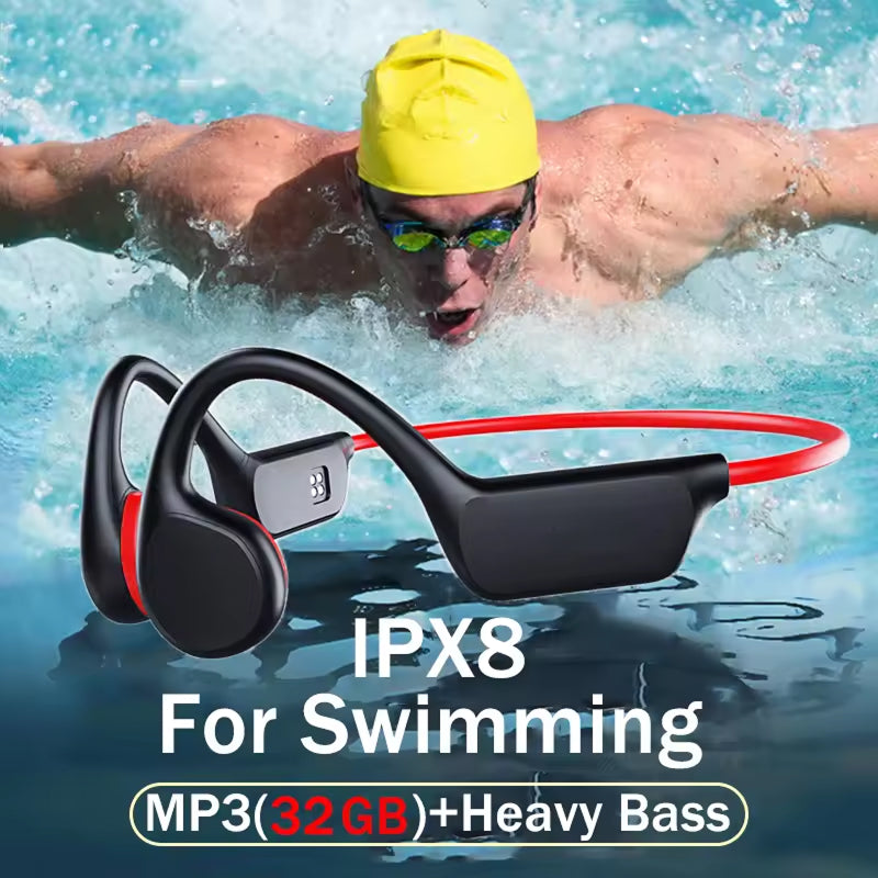 IPX8 Waterproof Bone Conduction Earbuds for Swimming with 64GB Storage