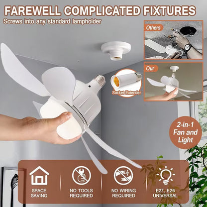 LED Light and Ceiling Fan Combo with Screw-In Design
