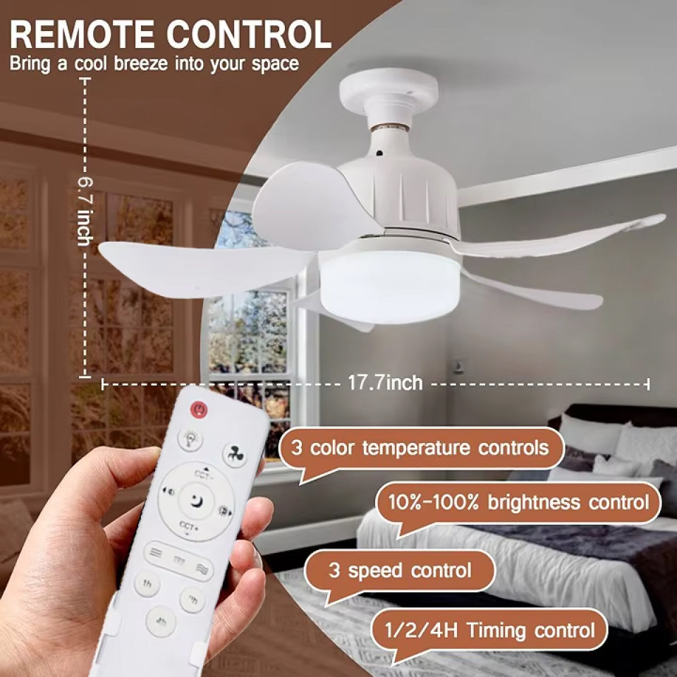 LED Light and Ceiling Fan Combo with Screw-In Design
