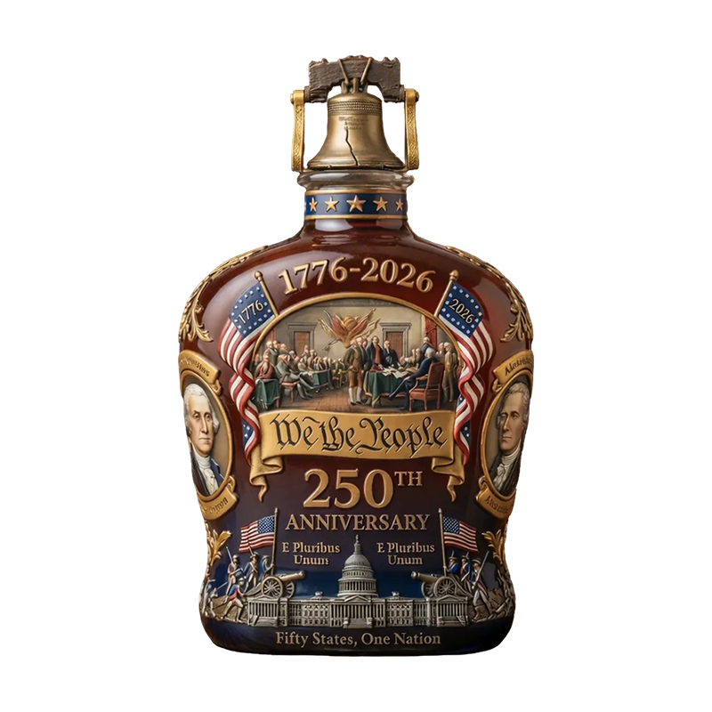 Patriotic Spirit Decanter with Iconic Bell Stopper and Gold Trim