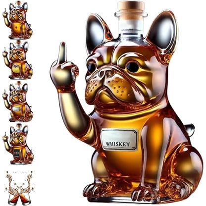 Charming Bulldog Whiskey Decanter with Secure Cork Stopper