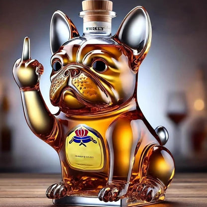 Charming Bulldog Whiskey Decanter with Secure Cork Stopper