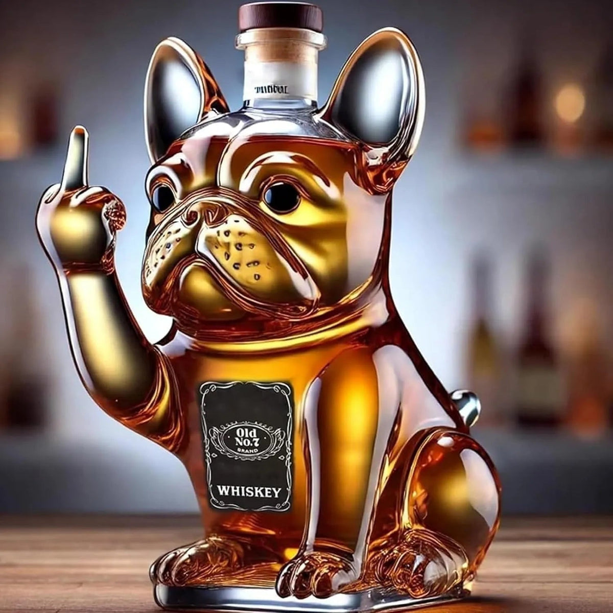 Charming Bulldog Whiskey Decanter with Secure Cork Stopper